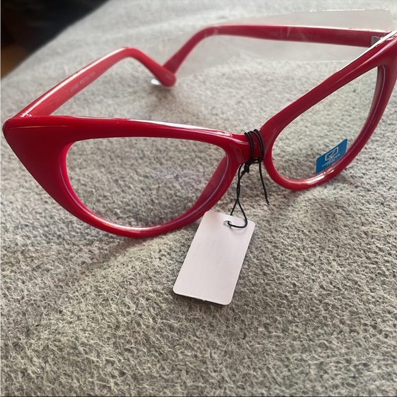 RED VINTAGE LOOK CAT EYE  FRAME BLUE LIGHT BLOCKING GLASSES.…NEW - Picture 6 of 12